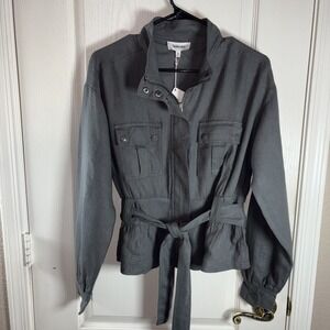Splendid Women's XS Evander Jacket NWT Gray Snap Front‎ Tie Waist MSRP $188 Soft